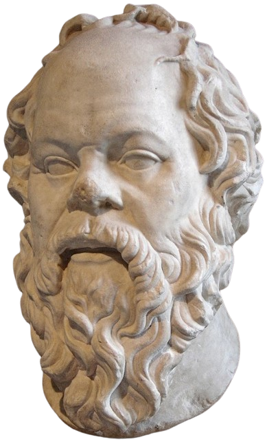 Busto marmoreo di Socrate su sfondo trasparente